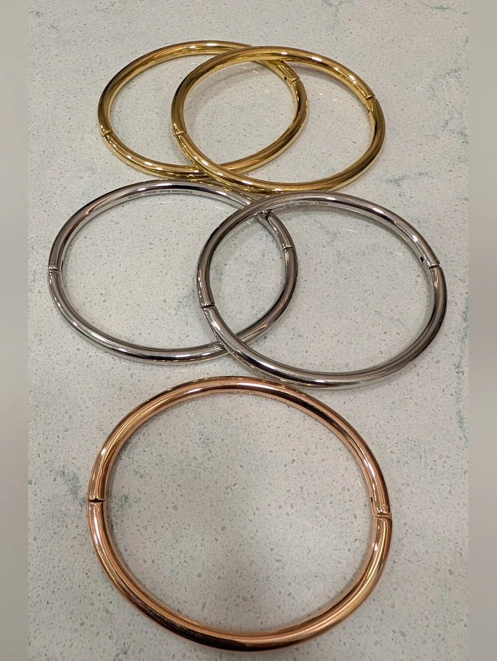 Milor Stainless Steel Tri-Tone Bangle Bracelet Set Of 5